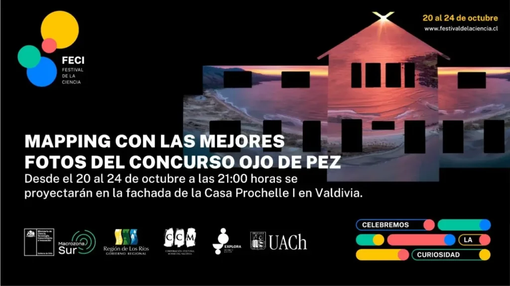 Con charla de fotografía científica y gran proyección 3D sobre fachada de Casa Prochelle I se inicia FECI en Los Ríos